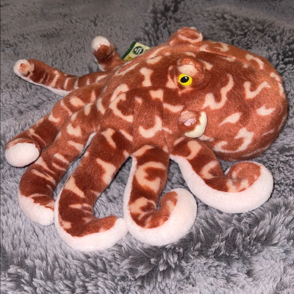 WILD REPUBLIC Octopus 12" Plush Brown & Cream Squid Tentacles NEW Stuffed Toy - Picture 2 of 8